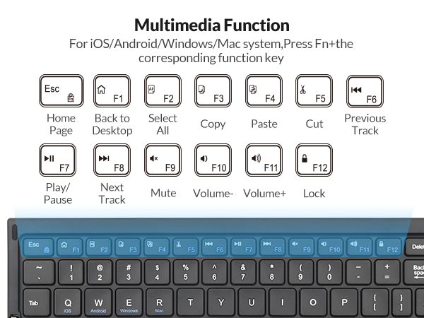 Rii Folding Keyboard with Multimedia Function