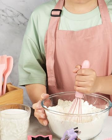 Kids Cooking Sets Real Kid Kitchen Baking Set silicone utensils cookie cutters bamboo basket