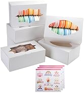 Bssay 20 Pcs Cookie Boxes,8x5x3 inches White Pastry Boxes with 2 Style Window,Bakery Gift Wrappin...