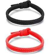 Metzm Adjustable Silicone Nautical Surfer Braided Rope Bracelet for Men Women - Waterproof Rubber...
