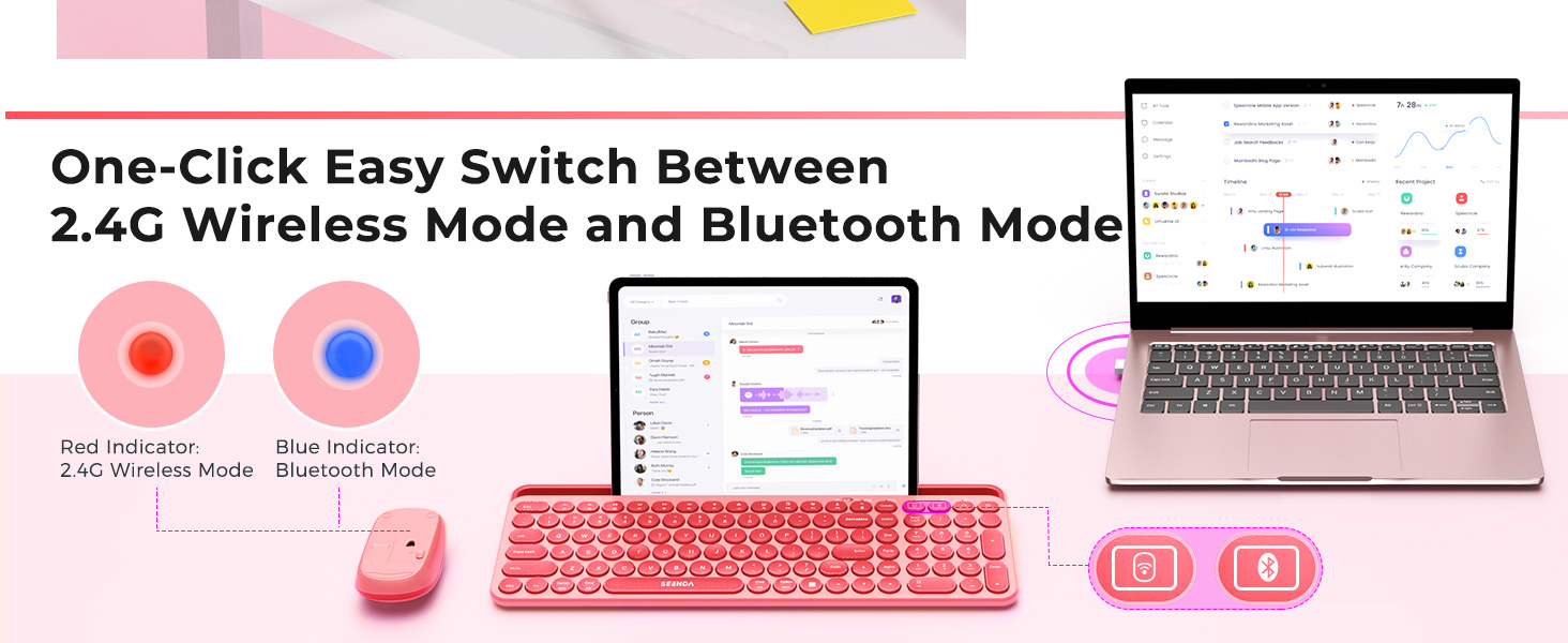 Bluetooth keyboard and mouse combo for ipad iphone tablet cute keyboard multi device keyboard