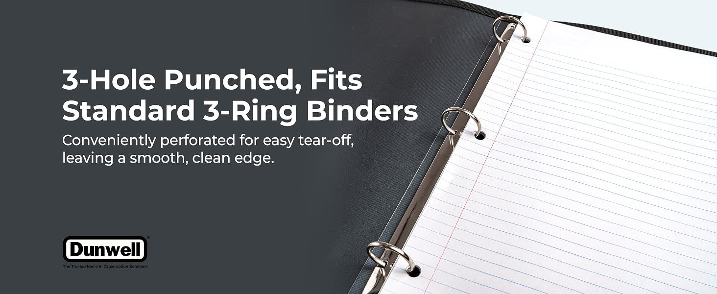 notebook 3 hole punch with hole punched standard three ring binder 8.5 by 11 rip away tearable