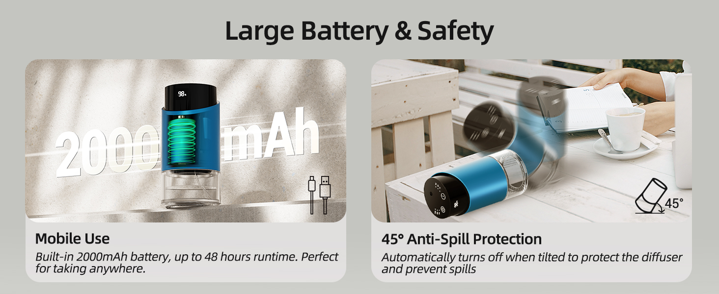 waterless diffuser essential oil scent aromatherapy portable battery operated home room office mini