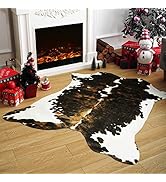 Amearea Faux Cow Hide Rug 5.2x4.6 Feet, Premium Western Home Decor Cow Print Rugs for Living Room...