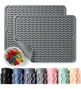 CAKETIME 2 Pack Silicone Dish Drying Mat for Kitchen Counter Heat Resistant Under Sink Waterproof...