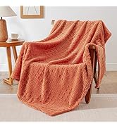 EXQ Home Fleece Throw Blanket for Couch or Bed - 3D Waffle Patchwork Pattern Jacquard Decorative ...