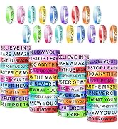CYCLUSIVE Motivational Quote Silicone Wristbands Colored Inspirational Rubber Bracelets Stretch U...