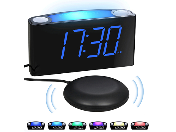loud vibrating alarm clock with night light