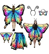 Jackcell Butterfly Wing Costumes for Women, Halloween Butterfly Cape with Skirt Adults, Fairy Dre...