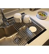 Roll up Dish Drying Rack Over The Sink Dish Drying Rack Portable Stainless Still Rolling Rack Fol...