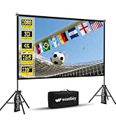 Projector Screen with Stand, Wootfairy 120 inch Portable and Foldable Indoor Outdoor Projection S...