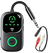 LED Display 2 in 1 Bluetooth 6.0 Transmitter Receiver 3.5mm AUX Jack RCA Wireless Audio Adapter D...