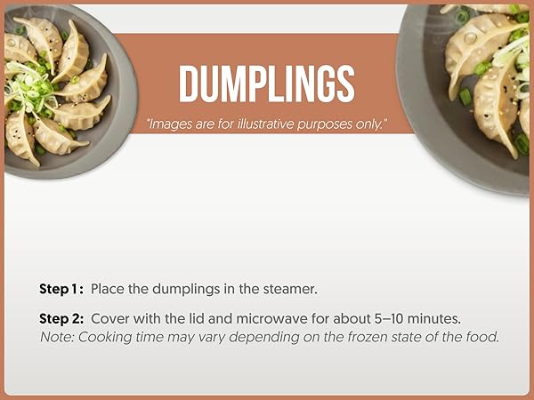 Perfect microwave steamed dumplings in FIRGI steamer within 5 to 10 minutes for a quick snack.
