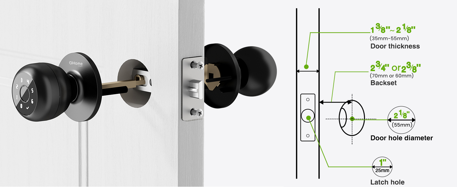 ghome smart lock for bedroom easy to install door knob secure