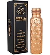 SPN-FOR1 Copper Water Bottle Diamond Finish 34 Oz Leak Proof 100% Pure Ayurvedic Copper Vesse...