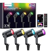 ANGELHALO Smart Landscape Spotlights, 4 Pack RGBW Pathway Lights, 2000LM Dimmable, IP65 Waterproo...