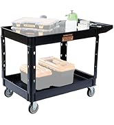 POWERTEC Utility Service Cart, 2 Shelf 550 lb Heavy Duty Rolling Cart with Dual Locking 5" Caster...