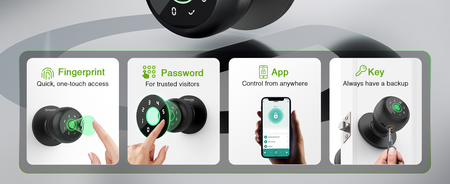 ghome smart door knob fingerprint