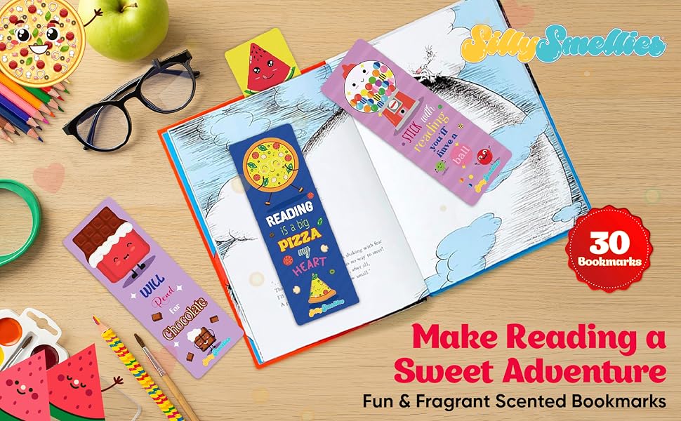 bookmarks shown on book with logo