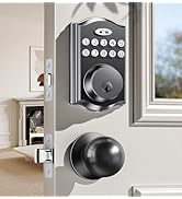 Keyless Entry Door Lock with 2 Knobs, Electronic Backlit Keypad Deadbolt with Handle Set, Auto Lo...
