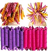 50 Pcs Heatless Spiral Hair Curlers 12inch Magic No Heat Hair Curls For Long Hair 4Pcs Styling Ho...
