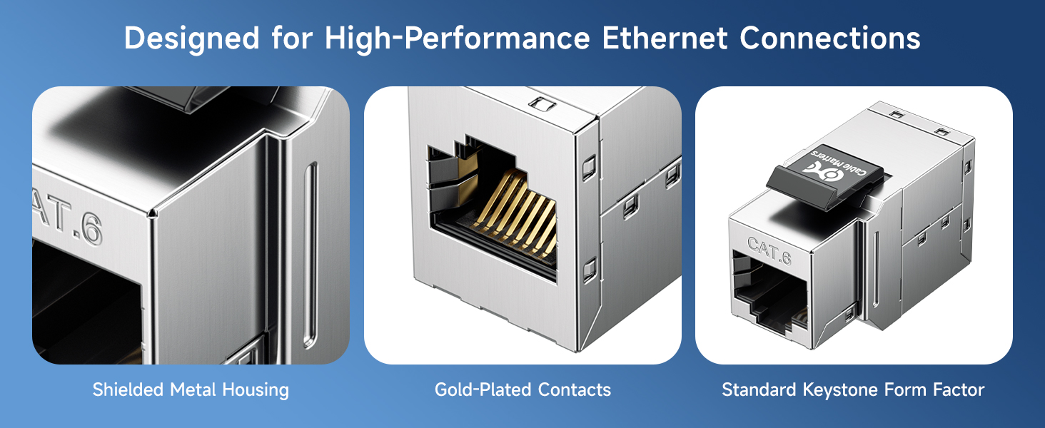 [UL Listed] 10-Pack 10Gbps Cat6 Keystone Coupler, RJ45 Keystone Jack Coupler/Ethernet
