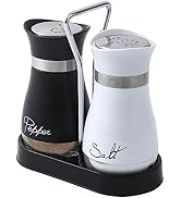Salt and Pepper Shakers Set, Stainless Steel with Glass Bottle for Table, RV, Camp, BBQ, Set of 2...