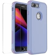 for iPhone 7 Plus/ 8 Plus Case with Tempered Glass Screen Protector 3 in 1 Shockproof Hybrid Heav...