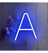 ENUOLI Blue Neon Letter Sign Neon Words Battery/USB Powered LED Alphabet Neon Art Lights Wall Dec...