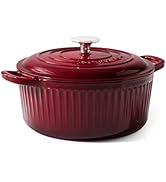 SENSARTE Enameled Cast Iron Dutch Oven 3.5 Quart Nonstick Casserole Cooking Pot with Lid Dual Han...