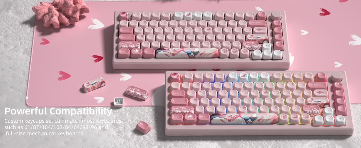 PBT Keycaps for Mechanical Keyboard,75 Percent Dye-Sublimation Custom Keycaps Set