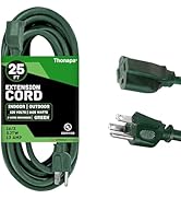 Thonapa 13 Amp Outdoor Extension Cord 25 ft, 16/3 SJTW 25ft Green Extension Cord 3 Prong, Weather...