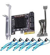 GLOTRENDS SA3026 6-port PCIe X4 SATA Card, Including SATA Cables and 1:5 SATA Splitter Power Cabl...
