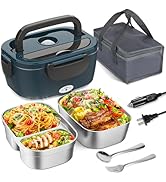 Vingud Electric Lunch Box for Adults, Heated Lunch Box for Men Women with Dual 1.5L SS Containers...