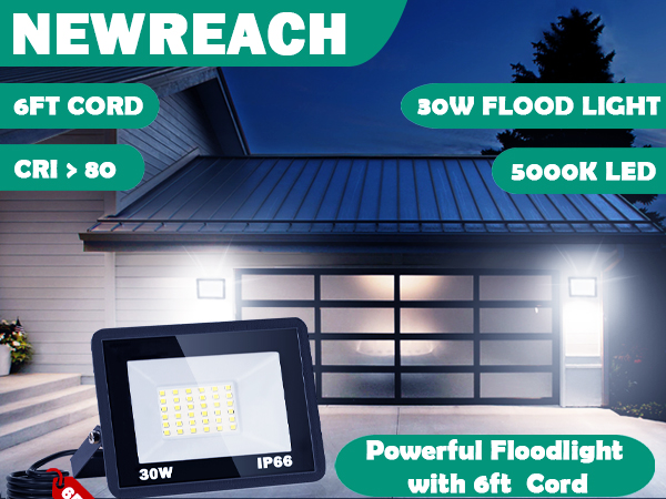 30W LED Flood Light 5000K Daylight White Outdoor Light