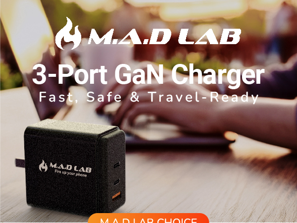 Fast, Safe &amp; Travel-Ready 3-Port GAN Charger 65W