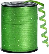 BEISHIDA 500 Yards Dark Green Glitter Ribbon Curling Crimped, Glitter Ribbon Balloon String Shiny...
