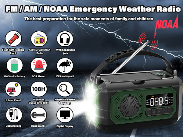 12000mAh Emergency Weather Radio