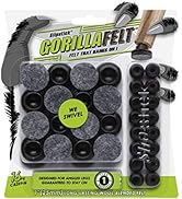 GorillaFelt Swivel Glide Felt Sliders for Chairs (16 Pack) Screw-On Floor Protectors for Angled F...