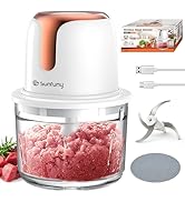 Sunfuny Cordless Food Processor, Mini Food Chopper Wireless with 5-Cup Glass Bowl, 6000mAh Batter...