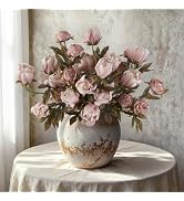 Mkono Peony Artificial Flowers 8 Pcs Faux Peony Stems Flowers for Vase Faux Silk Peonies DIY Bouq...