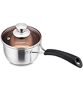P&amp;P CHEF 1 Quart Saucepan, Stainless Steel Saucepan with Lid, Small Sauce for Home Kitchen Restau...