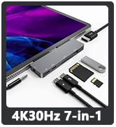 iPad Pro USB C Hub, 7-in-1 Adapter for iPad Pro 2021 2020 12.9 11 inch iPad Air 5 4 Docking Stati...