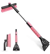 SEAAES 33 Inch Snow Brush and Ice Scraper for Car Windshield, Extendable Snow Scraper and Brush w...