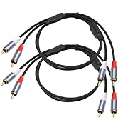 SQWRWY 3FT 2 RCA Male to 2 RCA Male Cables 2-Pack, Gold-Plated Connectors &amp; Dual Shielding for No...