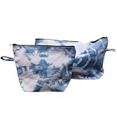 2 Pcs Handmade Makeup Case, Toiletry Bag, Natural Linen Zipper Pouch, Unique Tie Dye Bag, Storage...