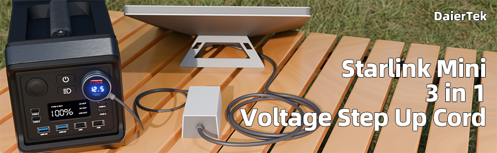 DaierTek Starlink Mini 3 in 1 Voltage Step Up Cord