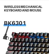 Wireless Gaming Keyboard and Mouse Combo, 98 Keys RGB Backlit Blue Switch Mechanical Keyboard, Er...