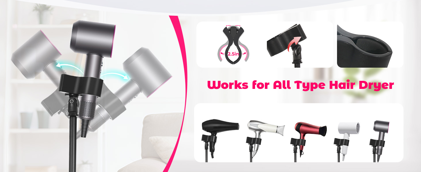 Height Adjustable Floor Blower Stand Holder Larger Clamp Countertop Blow Dryer Stand