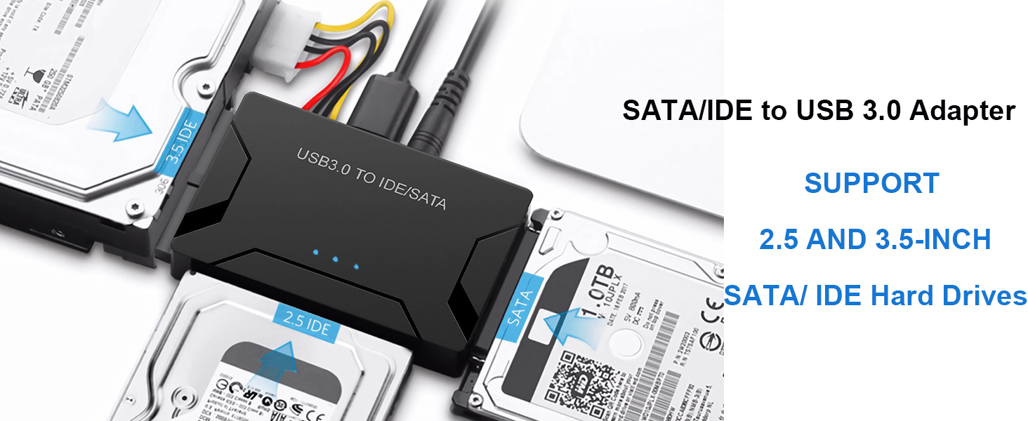 Universal SATA/IDE to USB 3.0 Adapter – Retrieve Data from Laptops, Desktops &amp;amp; Legacy Hard Drives